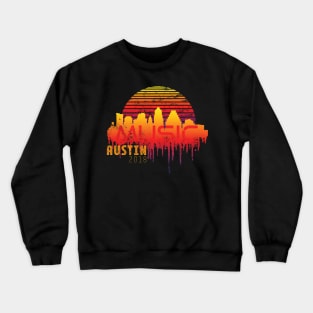 Austin Texas 2018 Retro Sun Skyline Crewneck Sweatshirt